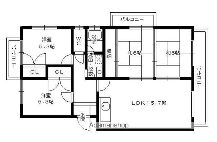 福岡県那珂川市道善1丁目の賃貸マンションの間取り