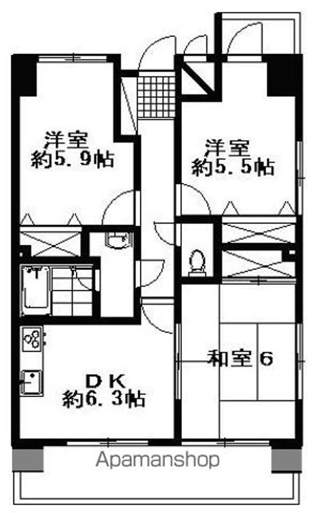 愛媛県新居浜市泉宮町の賃貸マンションの間取り