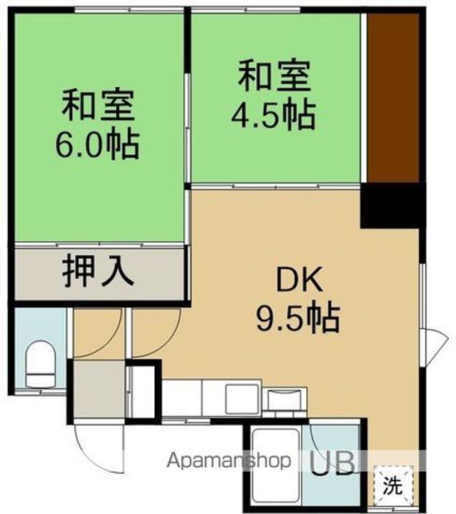 浜中アパート(ハマナカアパート)1F右の間取り