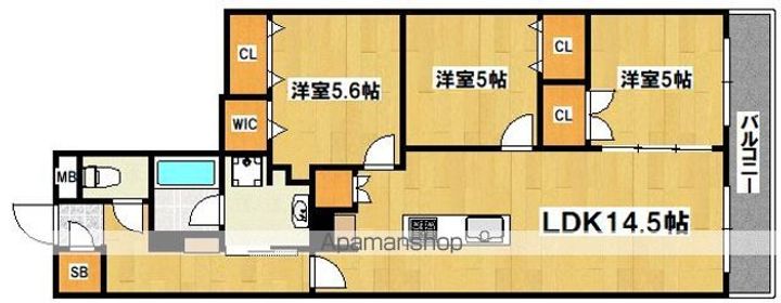 大阪府大阪市東住吉区鷹合3丁目の賃貸マンションの間取り