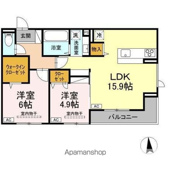 DーROOM住吉 メゾン・ド・シャノワール201号室の間取り