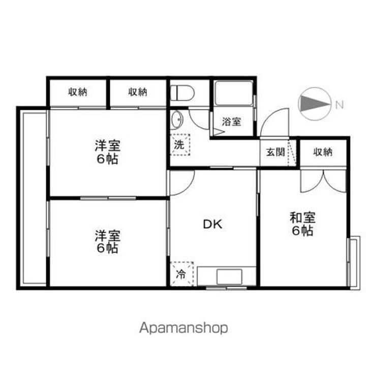 グリーンタウン三輪A棟201の間取り