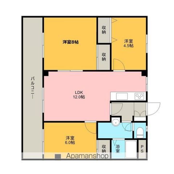 ステータスヒル甲府六番館302の間取り