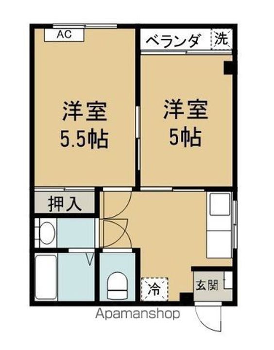 日之出 黒川コーポ205の間取り