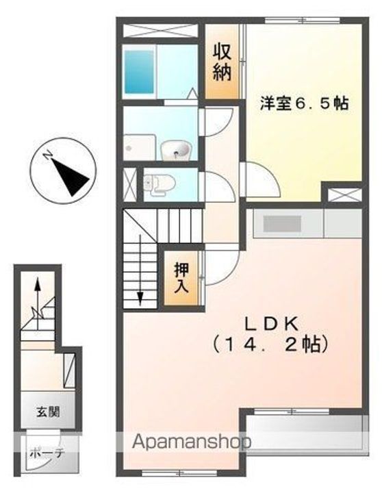 滋賀県愛知郡愛荘町野々目の賃貸アパートの間取り
