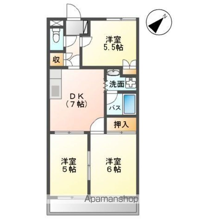 宮城県岩沼市栄町2丁目の賃貸アパート205の間取り