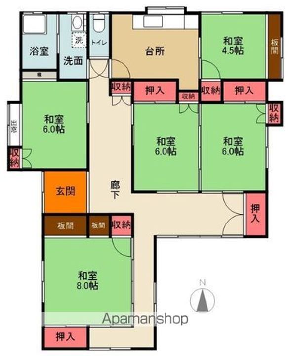 福島県いわき市錦町江栗2丁目(一戸建)の賃貸物件の間取り