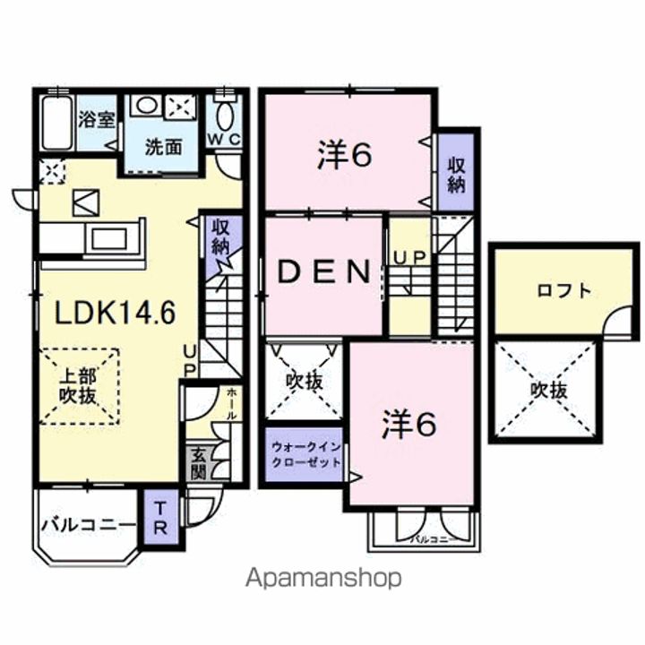 東京都八王子市北野台2丁目の賃貸アパートの間取り