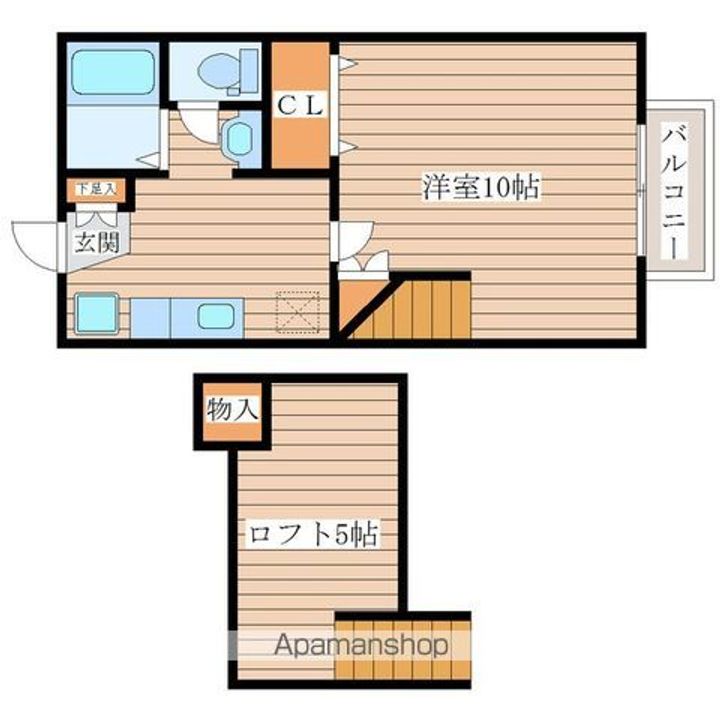 宮城県仙台市青葉区下愛子字観音の賃貸アパート103の間取り