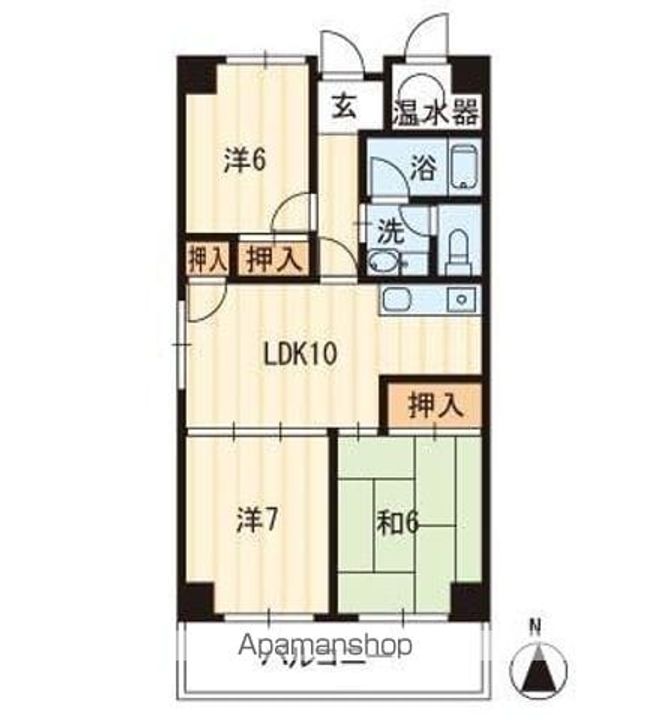 香川県高松市茜町の賃貸マンションの間取り