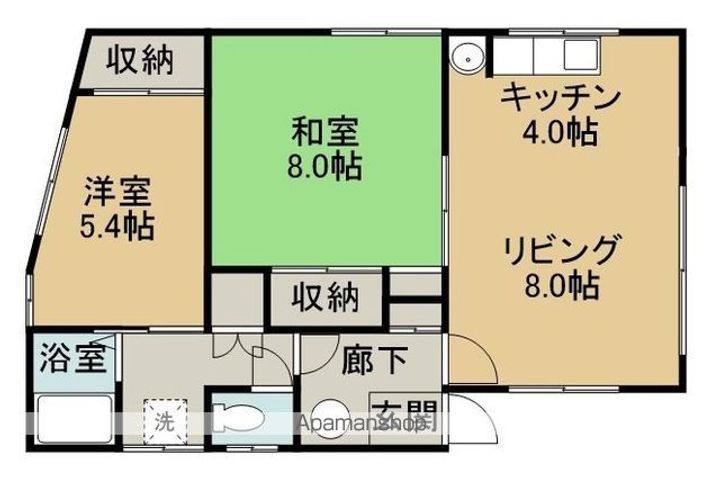 北海道網走市緑町の賃貸アパートの間取り