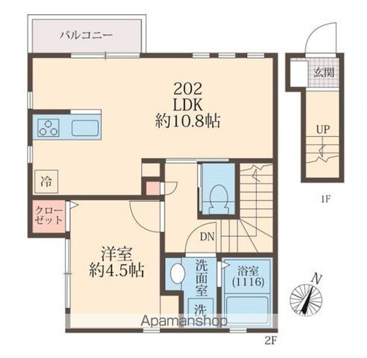 千葉県千葉市稲毛区天台5丁目の賃貸アパートの間取り