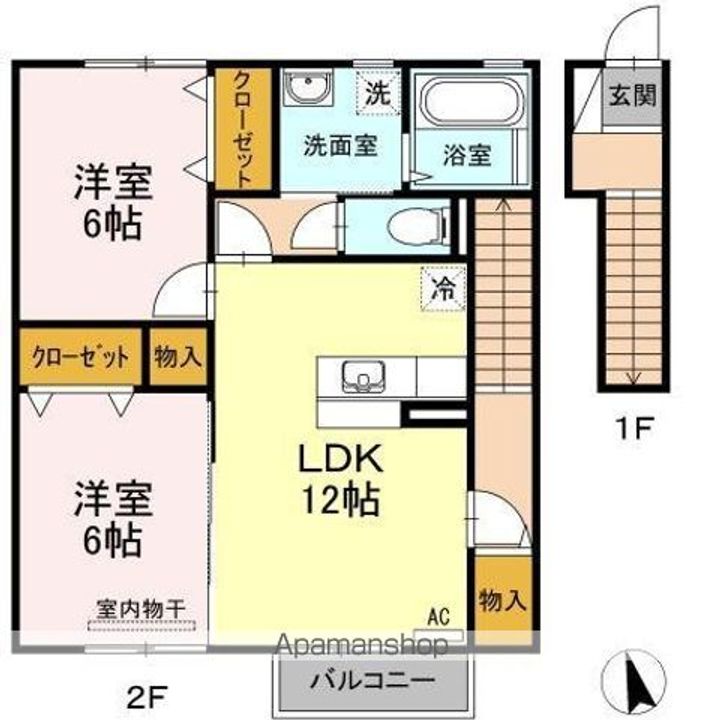 香川県高松市中間町の賃貸アパートの間取り
