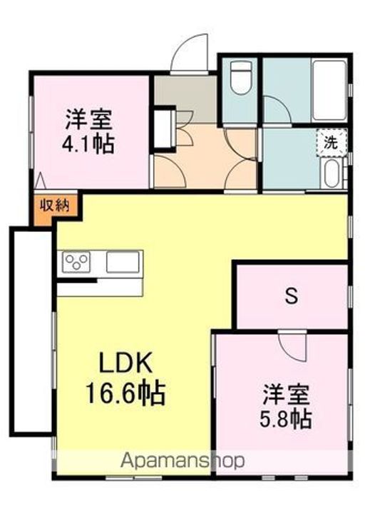 広島県福山市新涯町1丁目の賃貸アパートの間取り