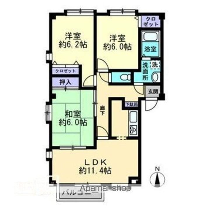 愛媛県松山市余戸南5丁目の賃貸アパートの間取り