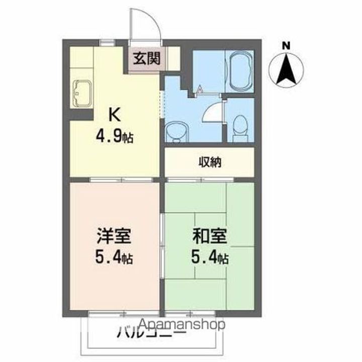 福島県郡山市小原田5丁目の賃貸アパートの間取り