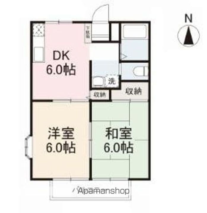 香川県高松市上福岡町の賃貸アパートの間取り