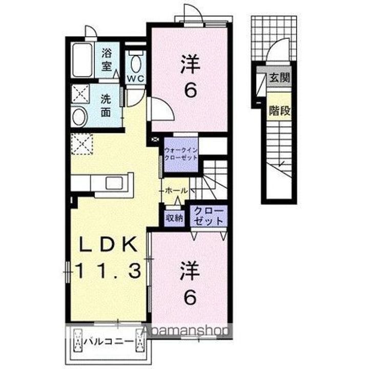 香川県高松市鬼無町藤井の賃貸アパートの間取り