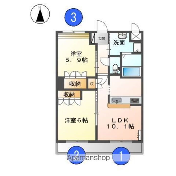 岐阜県羽島郡岐南町伏屋3丁目の賃貸アパートの間取り