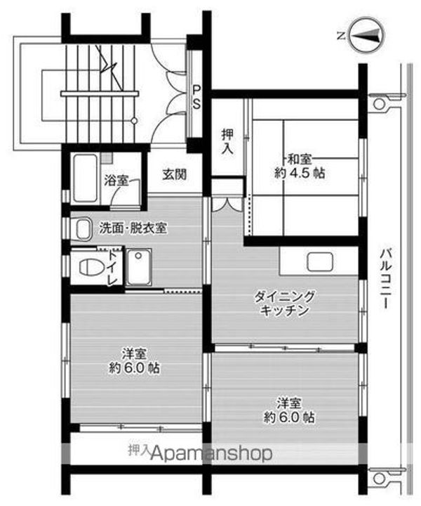 ビレッジハウス勿来1号棟405の間取り