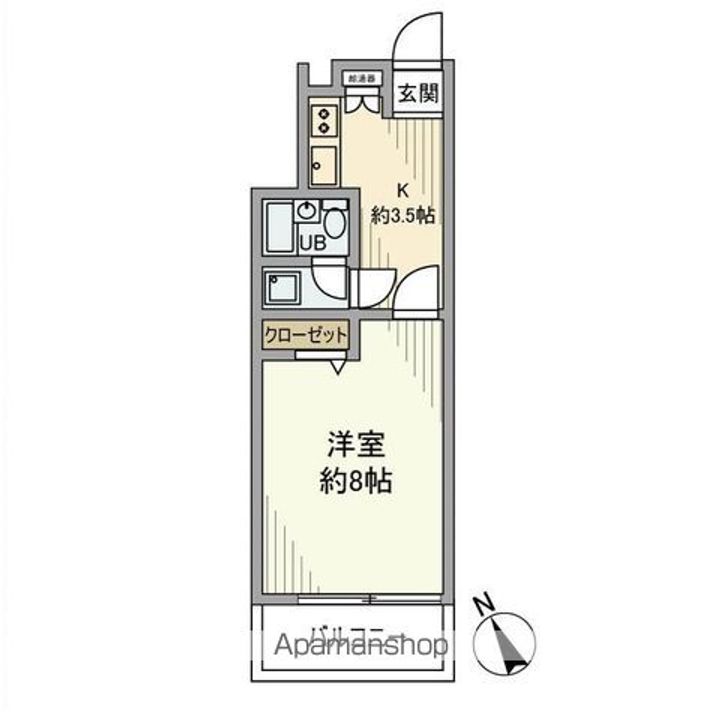 東京都新宿区片町の賃貸マンションの間取り