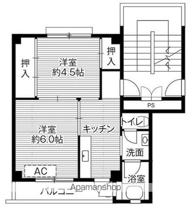 ビレッジハウス関ヶ丘第二4号棟306の間取り