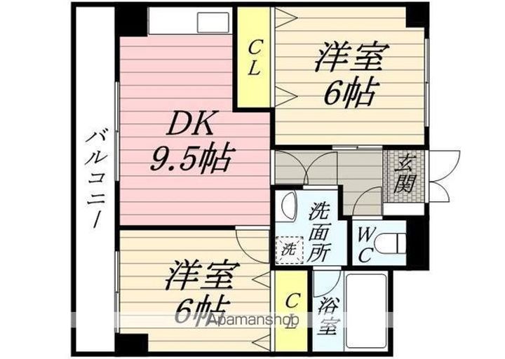 岡山県岡山市北区船頭町の賃貸マンションの間取り