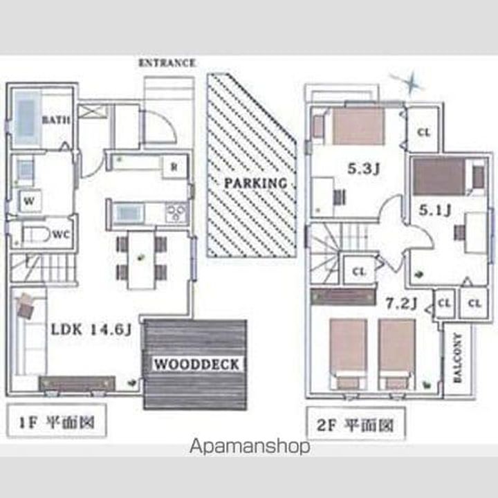 東京都世田谷区上用賀4丁目(一戸建)の賃貸物件戸建ての間取り