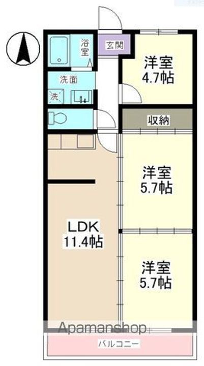 小山サンハイツ13Cの間取り