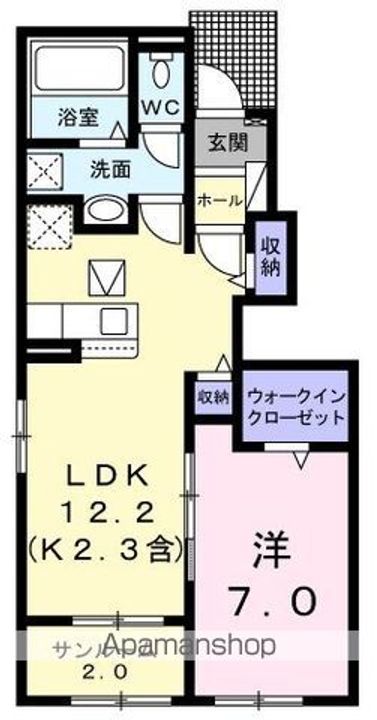 東京都青梅市木野下2丁目の賃貸アパートの間取り