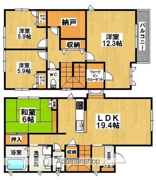 大阪府堺市西区浜寺南町1丁(一戸建)の賃貸物件の間取り