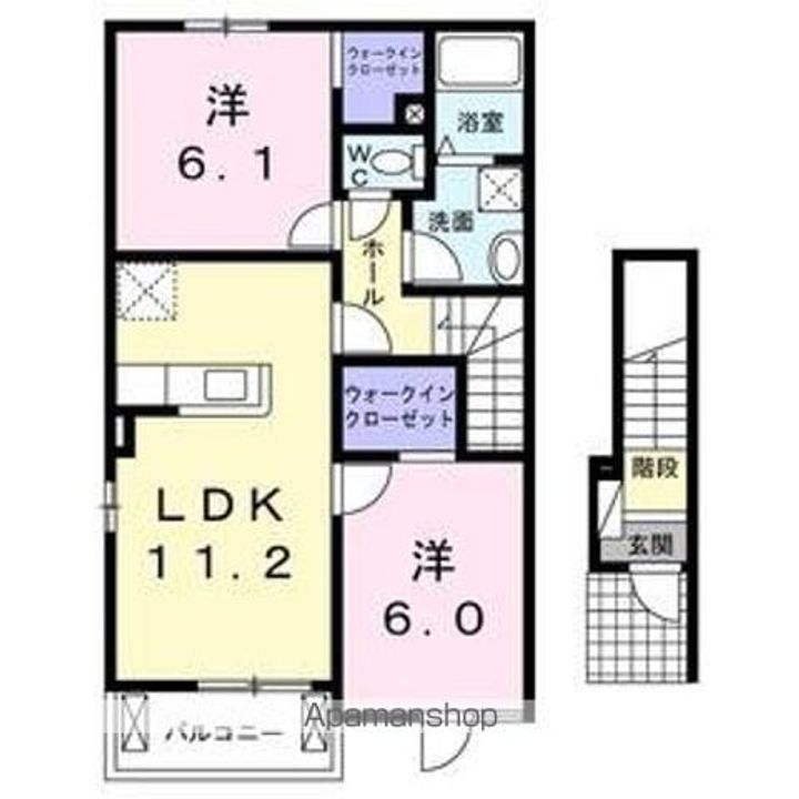 愛媛県新居浜市横水町の賃貸アパートの間取り