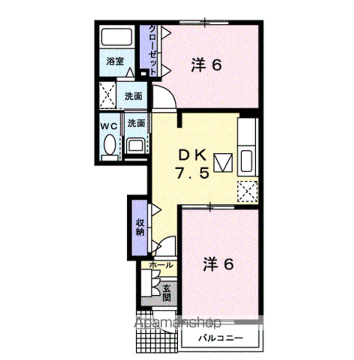 岐阜県可児郡御嵩町中の賃貸アパートの間取り
