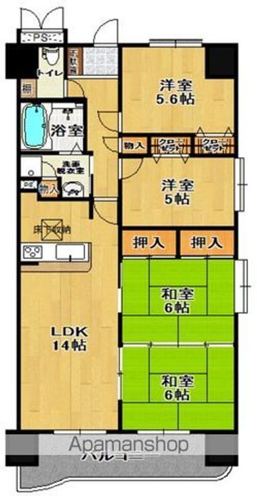 福島県郡山市桃見台の賃貸マンションの間取り