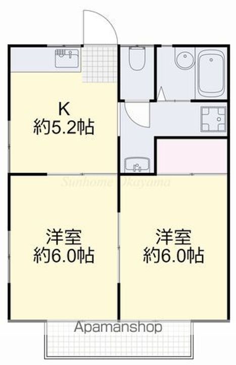 岡山県岡山市東区沼の賃貸アパートの間取り