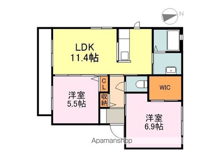 広島県福山市津之郷町大字津之郷の賃貸アパートの間取り