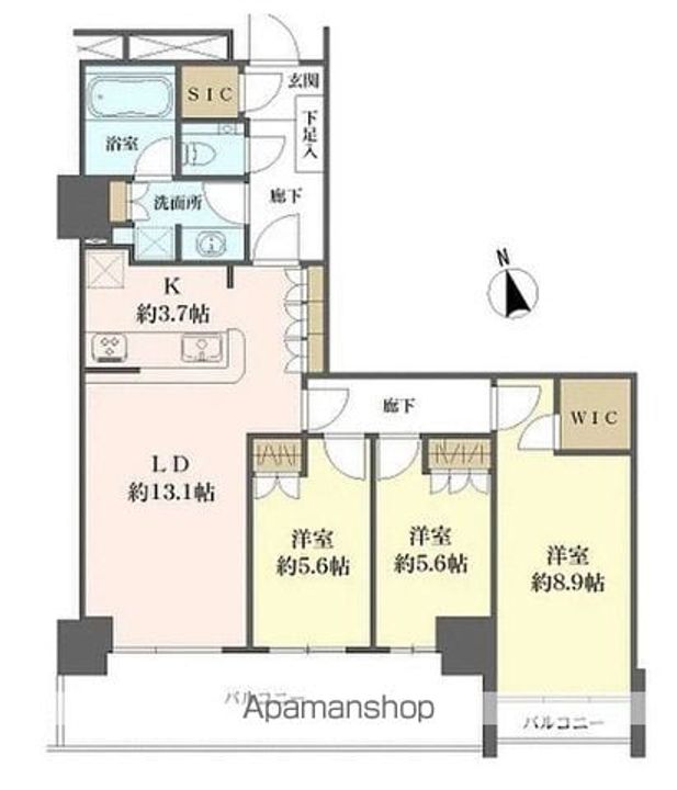 アルファグランデ小岩スカイファースト2404の間取り