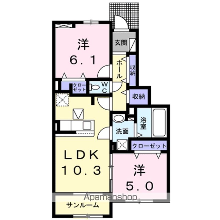 宮崎県延岡市土々呂町5丁目の賃貸アパートの間取り