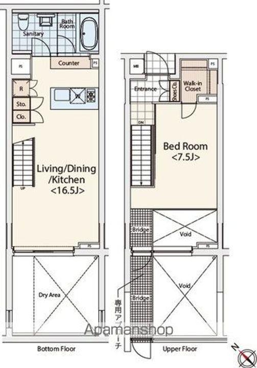 東京都渋谷区本町1丁目の賃貸マンションの間取り