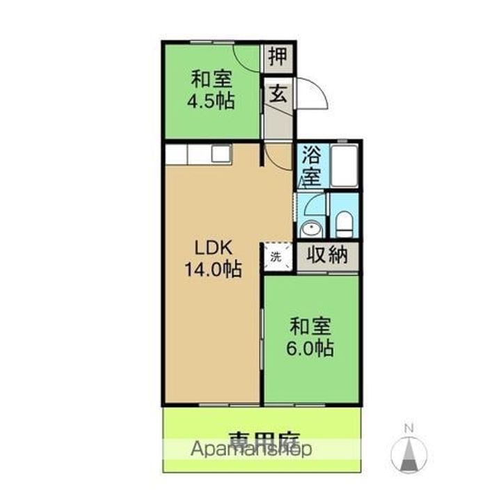 サンハイツⅡB-102の間取り