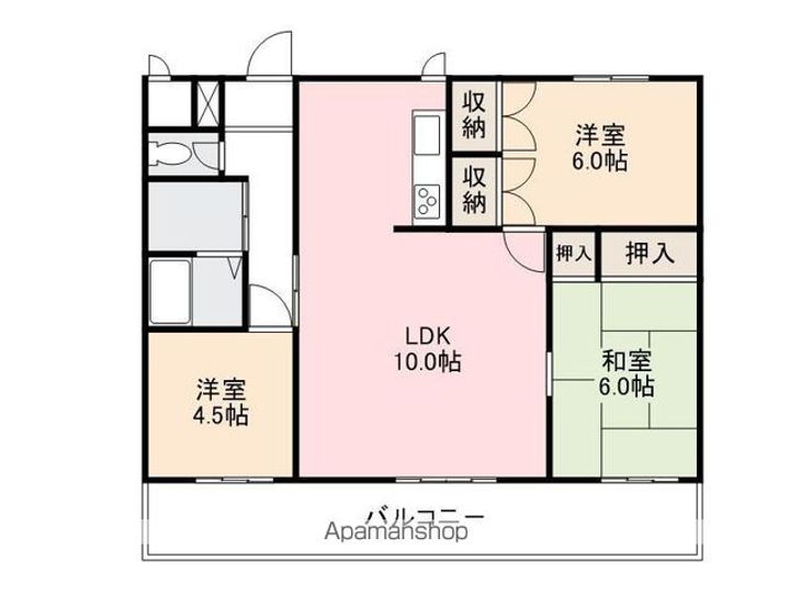 香川県高松市伏石町の賃貸マンションの間取り