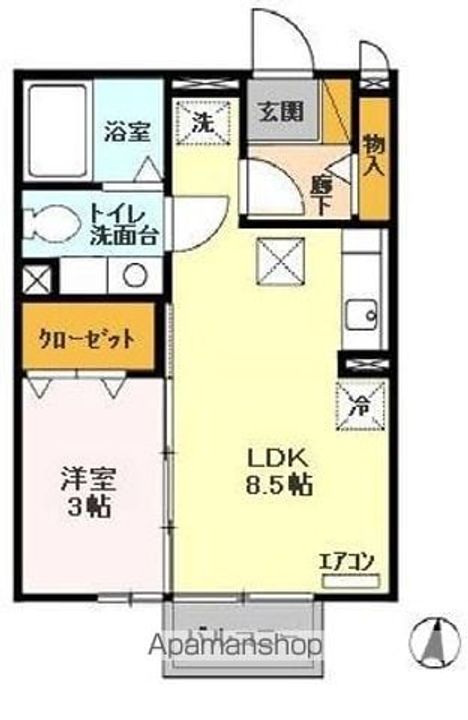 茨城県つくば市小野川の賃貸アパートの間取り
