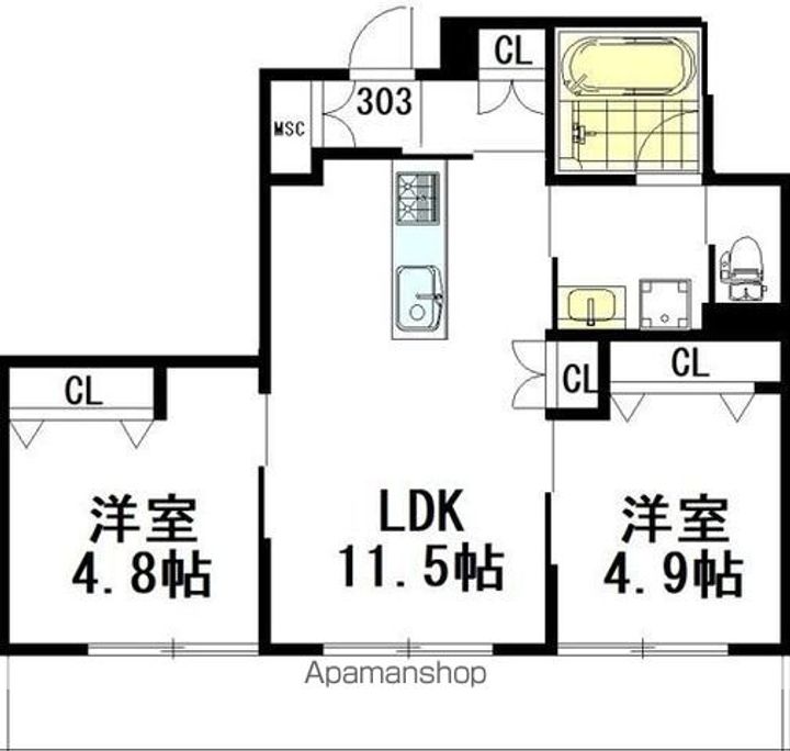 (仮称)境南町3丁目ヘーベルメゾン303の間取り