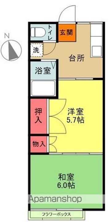 洋向台ハイツ102の間取り