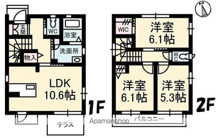 岡山県岡山市北区東古松(一戸建)の賃貸物件の間取り