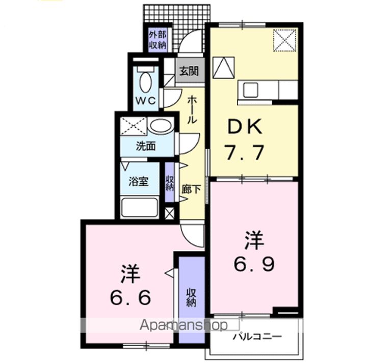長野県松本市波田の賃貸アパートの間取り