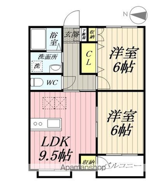 埼玉県三郷市新和5丁目の賃貸アパートの間取り