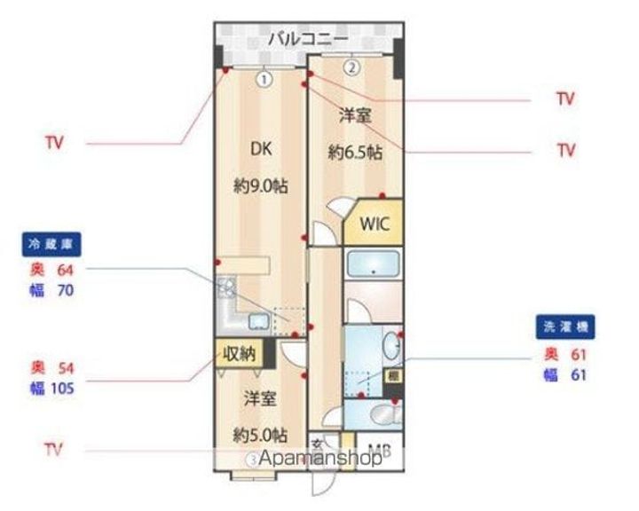 東京都中野区南台2丁目の賃貸マンションの間取り