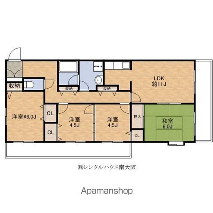 大阪府泉南市樽井4丁目の賃貸マンションの間取り