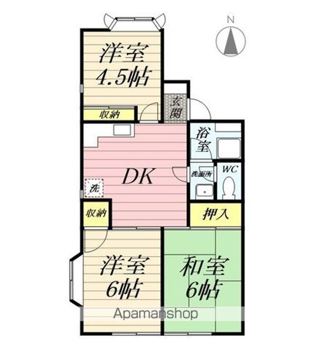 神奈川県横浜市泉区岡津町の賃貸アパートの間取り